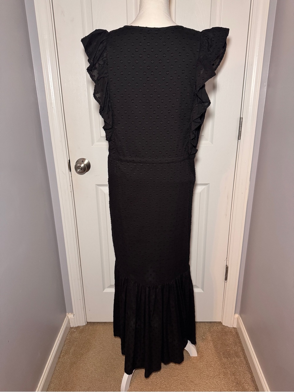 India Collection by Emerson Fry Surya - Black Swiss Dot Dress - Picture 6 of 16
